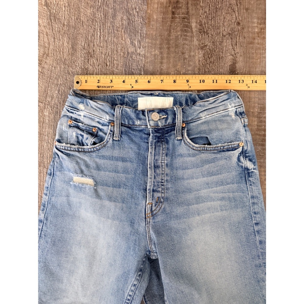 Mother Superior High Waisted Straight Leg Distressed Jeans Light Wash Size 26 - Picture 14 of 16